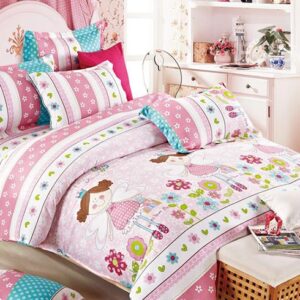 Cute Girls with Wings Print Cotton Kids 3-Piece Duvet Cover Sets