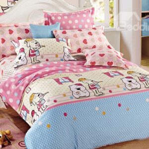 Super Cute Bear and Dog Print Cotton Kids 3-Piece Duvet Cover Sets