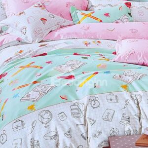 Happiness of Study Theme Kids 100% Cotton 3-Piece Duvet Cover Sets