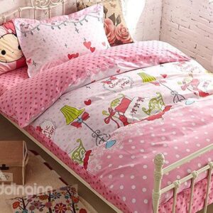 Pink Polka Dot Pattern Kids Purified Cotton 3-Piece Duvet Cover Sets