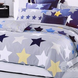 Cute Star Shape Pattern Boys 100% Cotton 3-Piece Duvet Cover Sets