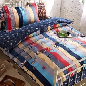 Colorful Stripes Pattern Kids Purified Cotton 3-Piece Duvet Cover Sets