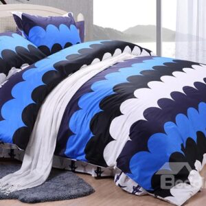 Cute Curly Stripe Pattern Kids 100% Cotton 4-Piece Duvet Cover Sets