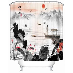 Traditional Chinese Ink and Wash Painting 3D Shower Curtain