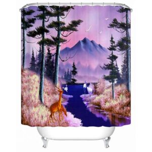 Resplendent Wild Animals and Snow Mountain 3D Shower Curtain