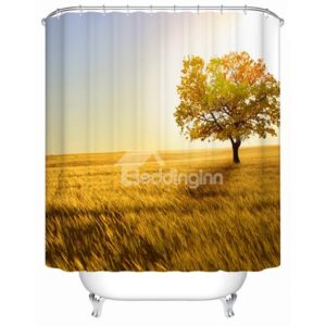 Attractive Rural Scenery and Maple Tree Print 3D Shower Curtain