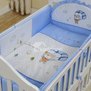Cute Bear with Parachute Print 10-Piece Crib Bedding Sets