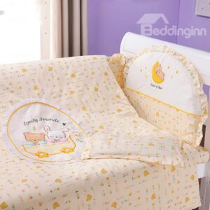 Golden Dreamland Cute Bear Print 10-Piece Crib Bedding Sets
