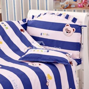 Bear in Glasses and Stripes Pattern 10-Piece Crib Bedding Sets