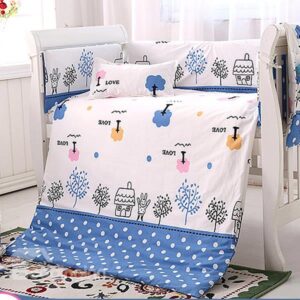 Trees and Polka Dot Pattern 10-Piece Cotton Crib Bedding Sets