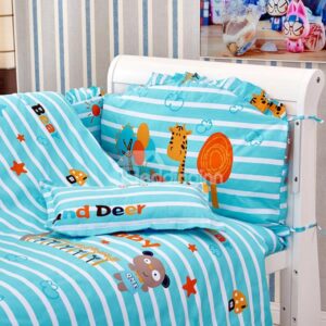 Animal Family Stripes Pattern 10-Piece Crib Bedding Sets