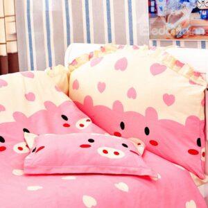 Adorable Pink Piggy Pattern 10-Piece Crib Bedding Sets