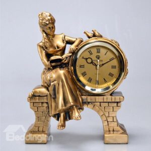 Gorgeous Girl Reading Design Decorative Desktop Clock