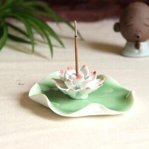 Gorgeous Water Lily Design Ceramic Incense Holder