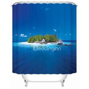 Charming Sea and Sandy Beach Print 3D Shower Curtain