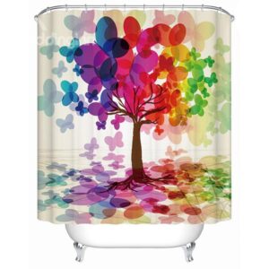 Charming Creative Design Colorful Leaf Tree 3D Shower Curtain