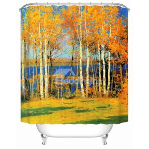 Peaceful Charming Autumn Birch Tree 3D Shower Curtain