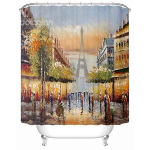European Style Eiffel Tower and Court Ladies Print 3D Shower Curtain