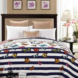 Vivid Flying Colorful Butterflies Print 100% Cotton Quilt