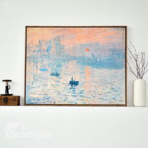 Modern Replica Art Monet Oil Painting Soleil Levant 1-Panel Framed Wall Art Print