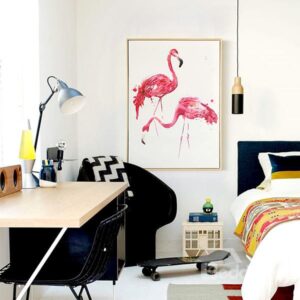 Unique Flamingo Pattern Framed 1-Panel Wall Art Print