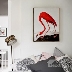 Modern Red Crane 1-Panel Framed Wall Art Print