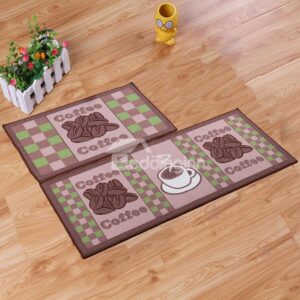 Wonderful Coffee Beans Patchwork Anti-Slipping Rugs 1 Set