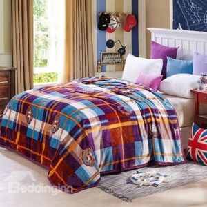 Fashion British Style Gingham Plaid Bed Blanket