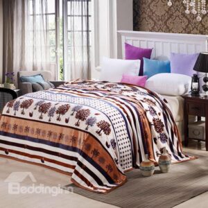 Brown Trees and Polka Dot Print Blanket