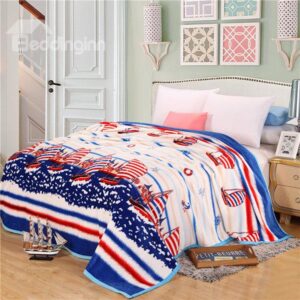 Sailing Boat on Sea Print Bed Blanket