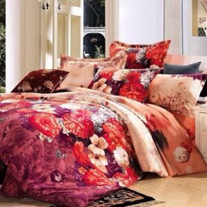 Muted colored Flowers Design Cozy Cotton 4-Piece Duvet Cover Sets