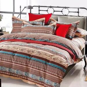 Brown Cotton 4-Piece Duvet Cover Sets with Jacquard Design
