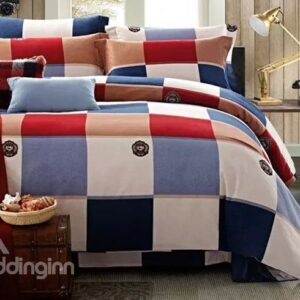 European Style Gingham Plaid 4-Piece Duvet Cover Sets
