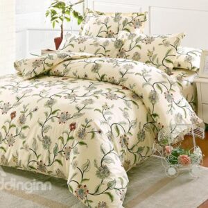 Fresh Pastoral Style Green Vine Print 4-Piece Cotton Duvet Cover Sets