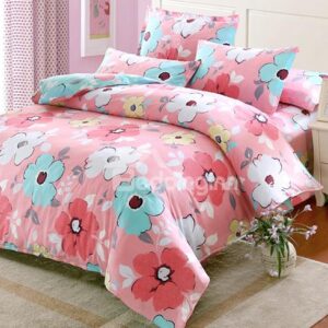 Fresh Lively Flower Pattern Kids 100% Cotton 4-Piece Duvet Cover Sets