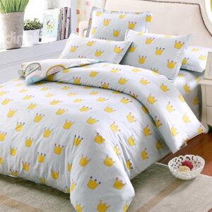 Cute Little Crown Pattern Kids 100% Cotton 4-Piece Duvet Cover Sets