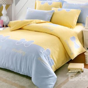 Sweet Bowknot Print Kids Cotton 4-Piece Duvet Cover Sets