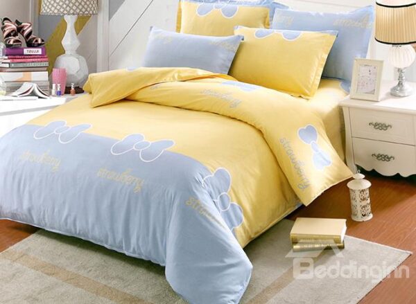 Sweet Bowknot Print Kids Cotton 4-Piece Duvet Cover Sets