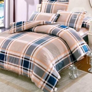 Chic Plaid Pattern Kids Cotton 4-Piece Duvet Cover Sets