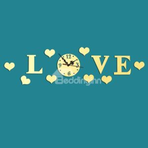Creative Love Design Mirror Acrylic Sticker Wall Clock