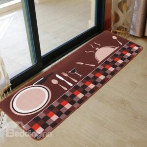 Wonderful Kitchen Dining Room Plate and Fork Pattern 3-Piece Area Rugs