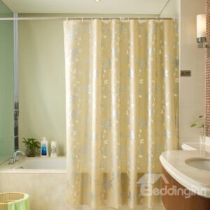 European Style Modern Silver Flowers Golden Background Shower Curtain