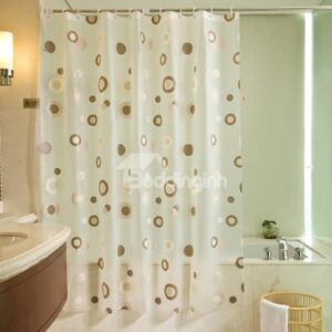 Modern Fashion Coffee Round Shape Dots Pattern Shower Curtain