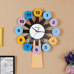 Creative Colorful Windmill Design Kidsroom Wall Clock