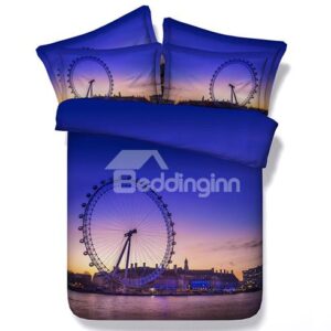 Big Ferris Wheel Print 5-Piece Purple Comforter Sets