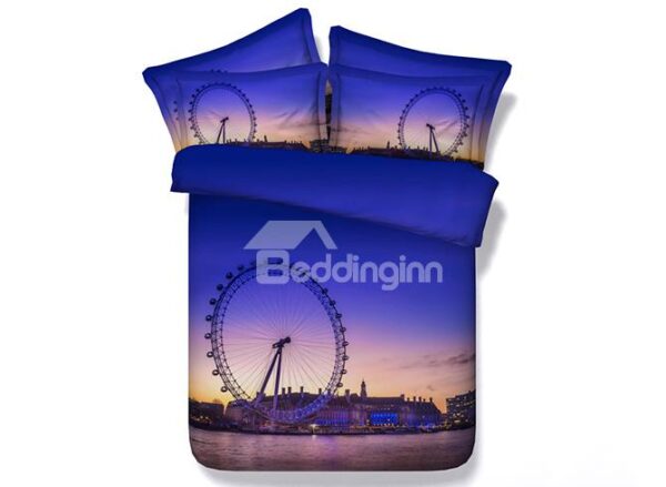 Big Ferris Wheel Print 5-Piece Purple Comforter Sets
