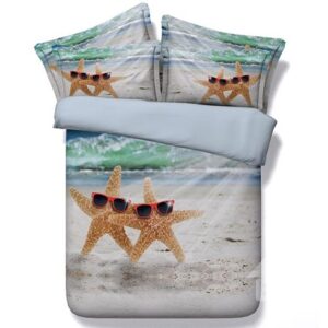 Creative Starfish Wearing Sun glass Print 5-Piece Comforter Sets