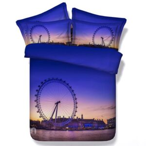 Ferris Wheel Print 4-Piece Purple Duvet Cover Sets