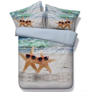 Lovely Starfishes Print 4-Piece Duvet Cover Sets