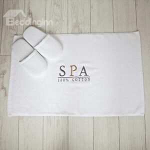 Modern Five Stars Hotel Quality SPA Print White Bath Rug